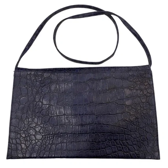 Leather Envelope Bag Croc Detail Leather Crossbody Laptop Bag By Orange Caramel - Picture 4 of 8